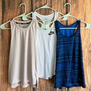 Nike Women's Athletic Tank Tops Bundle - Blue, White, and Gray/pink